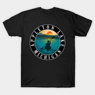 Appleton Lake Kayaking Michigan Sunset T-Shirt